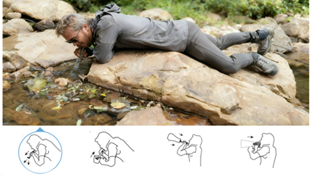 Hiking & Backpacking Stream-to-mouth filtration for ultra-light treks